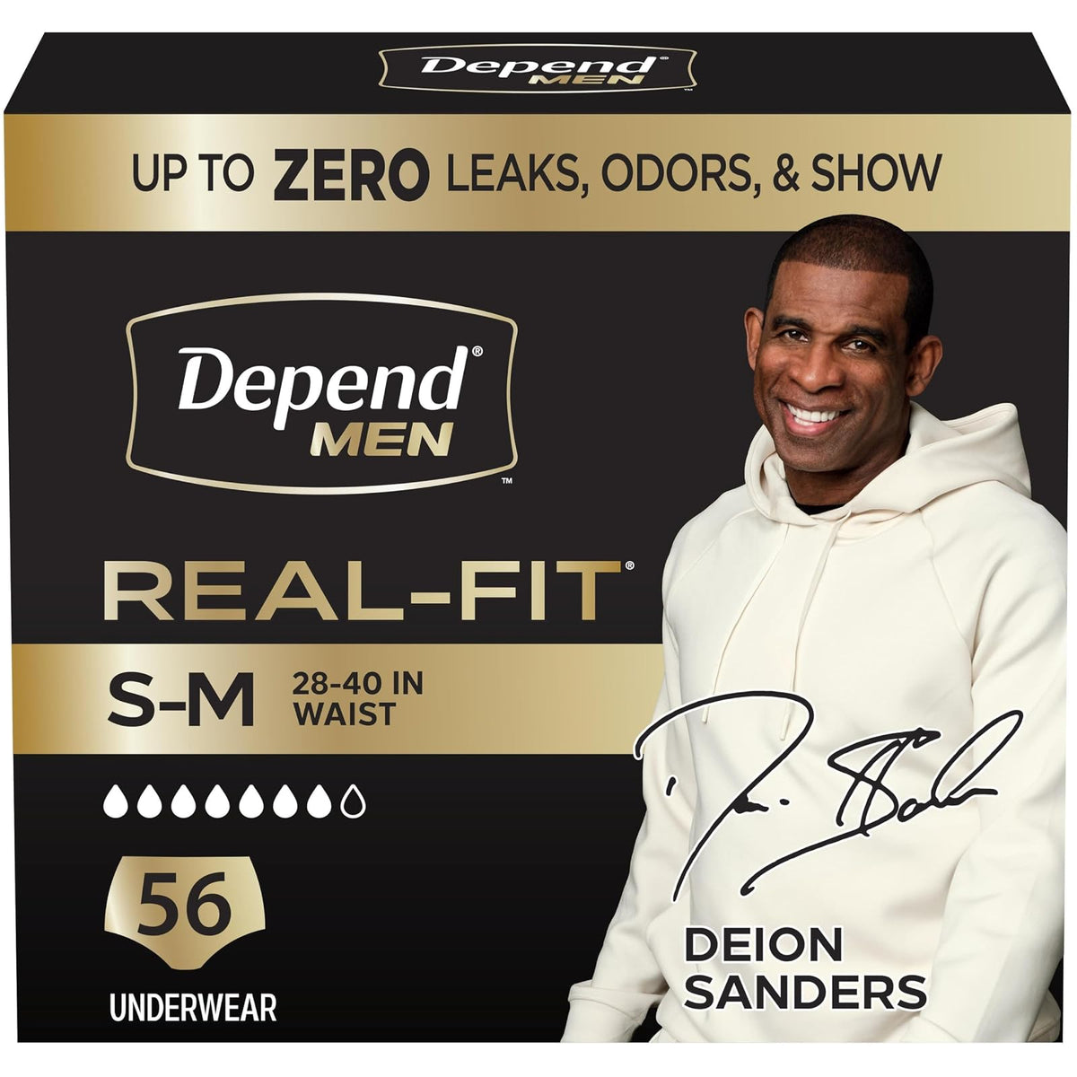 Depend Real Fit Ropa Interior de Incontinencia para Hombre, Máxima Absorción - Gris - S - M (56 Unidad)