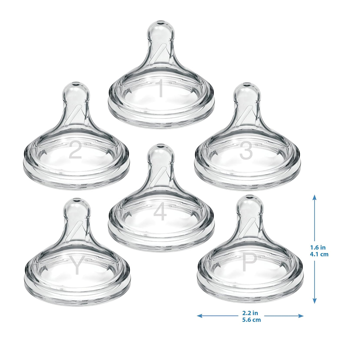 Dr. Brown's Natural Flow® Preemie Flow™ - Tetina de silicona para biberón, flujo más lento, 0 m+, 100% silicona, 6 unidades