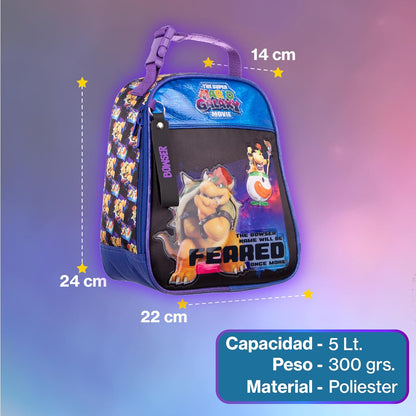 Ruz Lonchera Escolar Super Mario Bros Película Bolsa para Alimentos Bowser Infantil Poliéster Azul