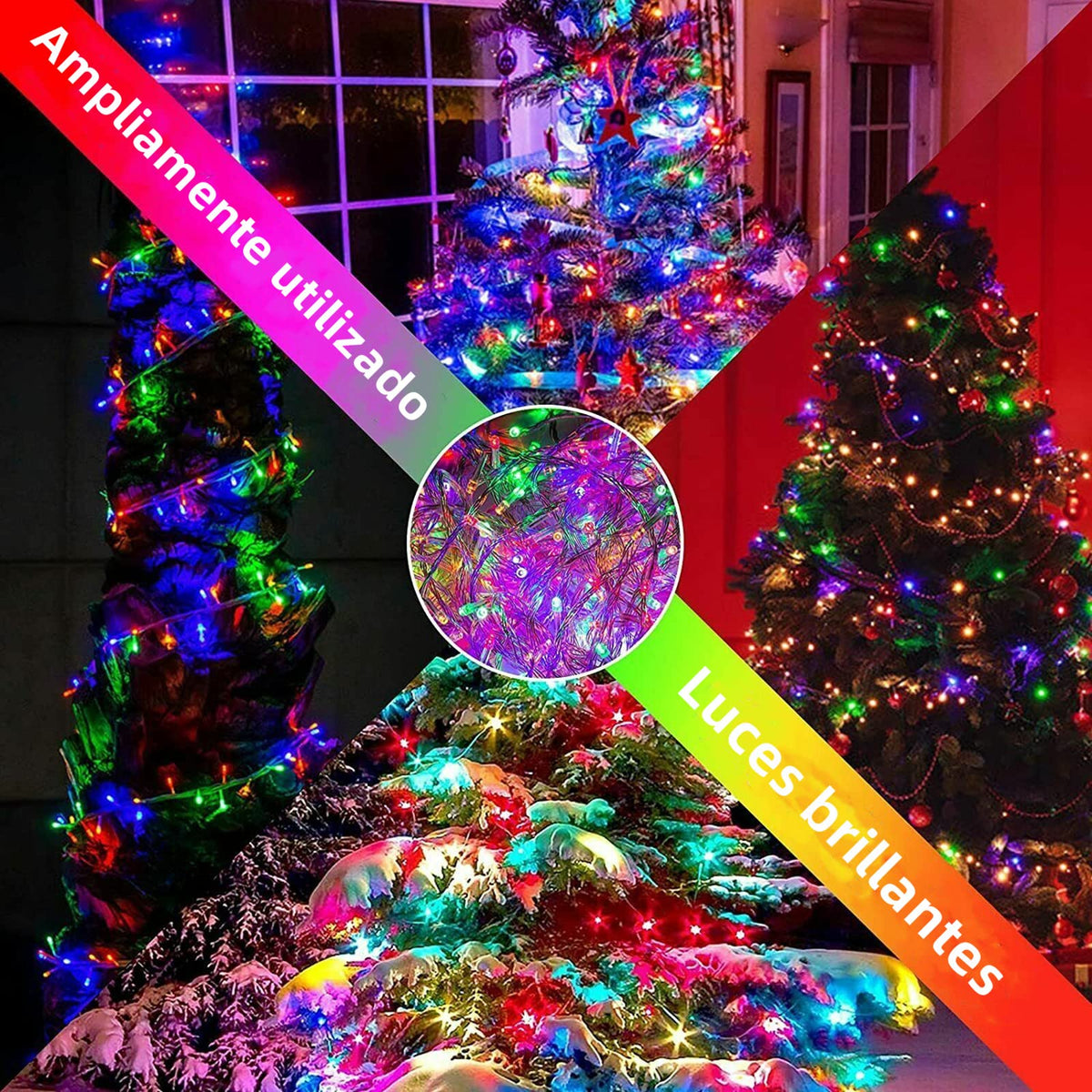 Luces Navideñas Series de Luces led - POWEROAK Luces de Navidad 10M 200LED con 8 modos de iluminación Guirnalda de Luces de Navidad para Navidad/Halloween(10M 200LED Multicolor)