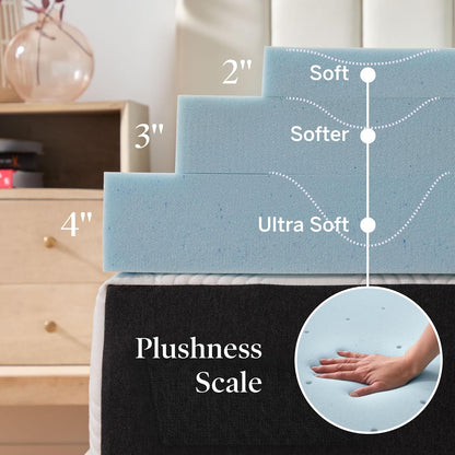Lucid - Colchoneta de Memory Foam con Gel Refrescante - Sobrecolchón Ventilado de 7.5 cm - Topper Suave y Acolchado para Colchón - Alivia Puntos de Presión - King