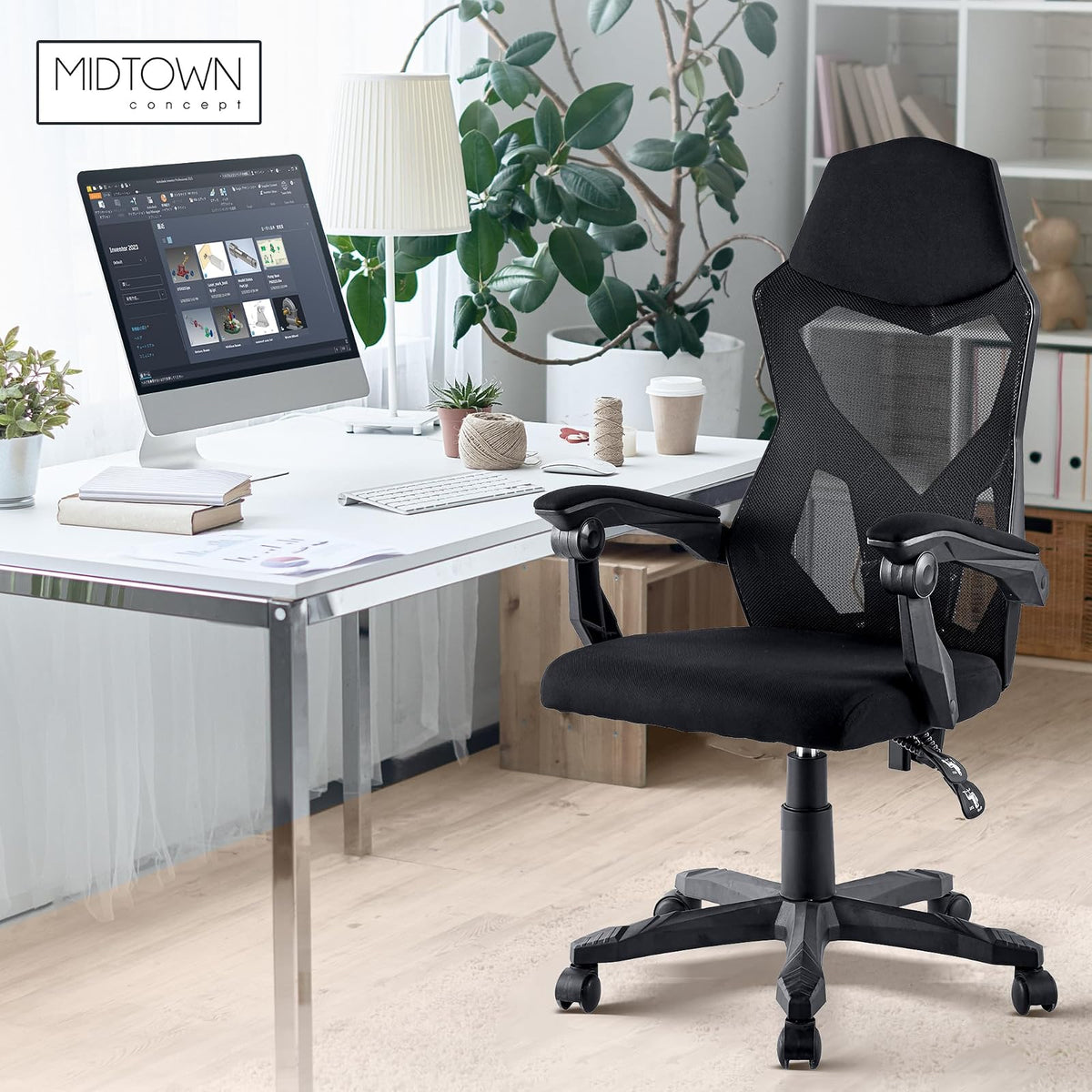 Midtown Concept Silla de Oficina Ergonomica Reclinable Negra