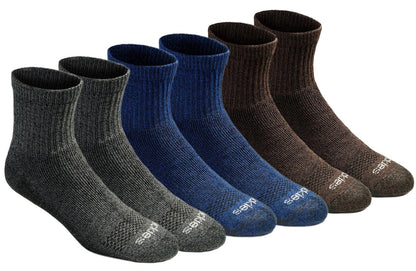 Dickies Calcetines Dri-Tech Control de Humedad para Hombre - Shoe Size: 6-12 - Gris - Azul - Marrón (6 pares)