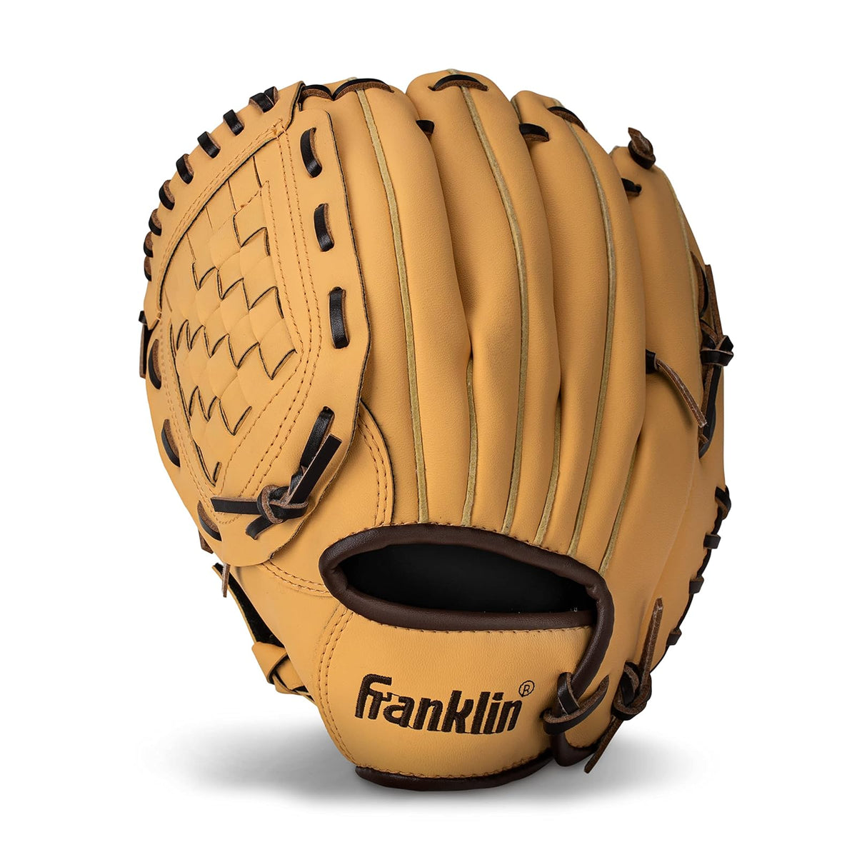 Franklin Sports Field Master Guante de Béisbol y Softbol - Tiro derecho - 12" - Trapeze Web - Negro - Oro