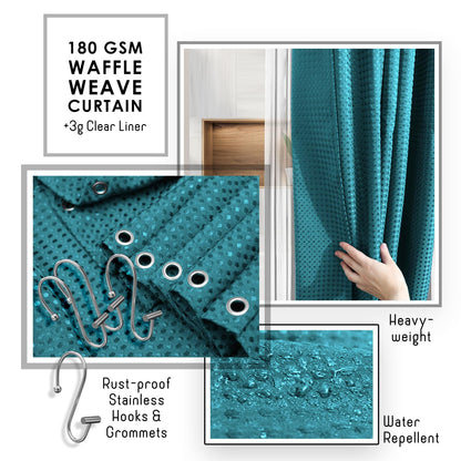 Clara Clark - Juego de Accesorios de baño, Juego de 20 Piezas de Accesorios de baño, Juego de Cortina de Ducha, Cepillo para Polvo de Inodoro, Bote de Basura y dispensador de jabón