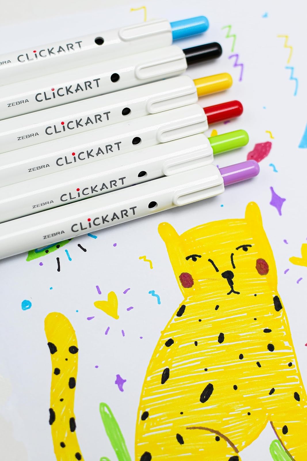 Zebra Marcador Clickart Plumón Retráctil Punto Fino Estuche 6 Piezas Multicolor.