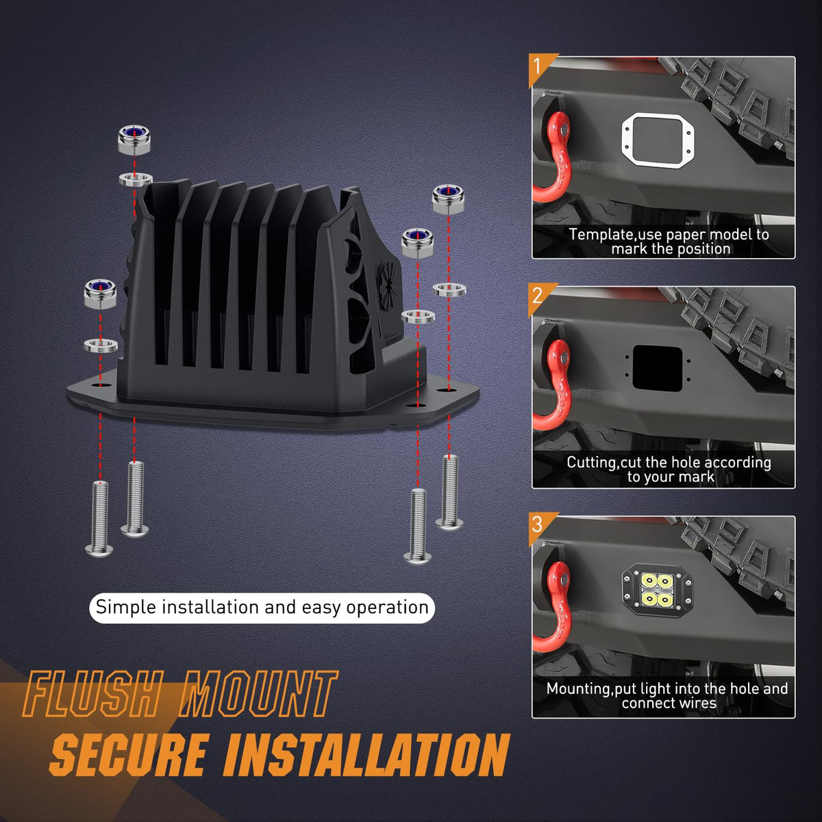Nilight - Luces LED de montaje empotrado con ámbar DRL 2 piezas de haz de punto de 4.8 pulgadas, 20 W, 2510 lm, luz de conducción todoterreno de respaldo inverso, kit de cableado de 16 AWG, para