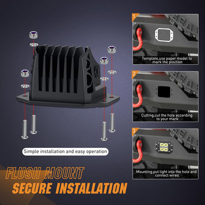 Nilight - Luces LED de montaje empotrado con ámbar DRL 2 piezas de haz de punto de 4.8 pulgadas, 20 W, 2510 lm, luz de conducción todoterreno de respaldo inverso, kit de cableado de 16 AWG, para