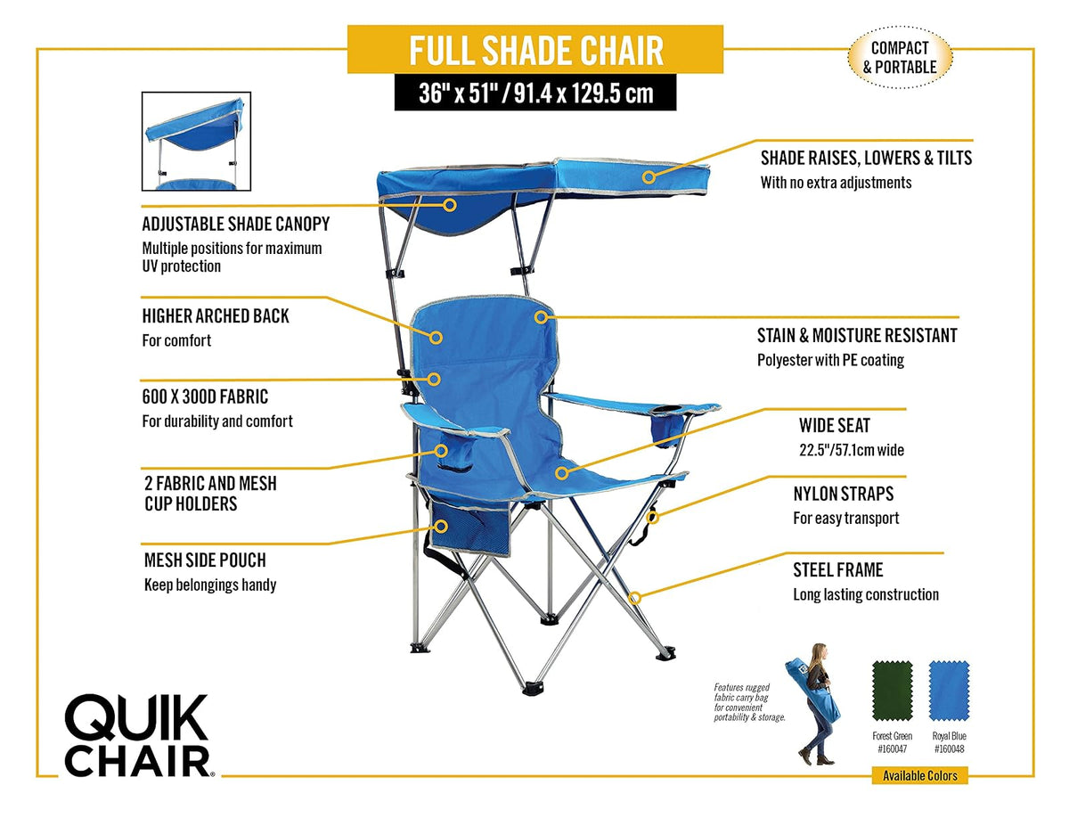 Quik Shade - Silla Plegable de tamaño Completo