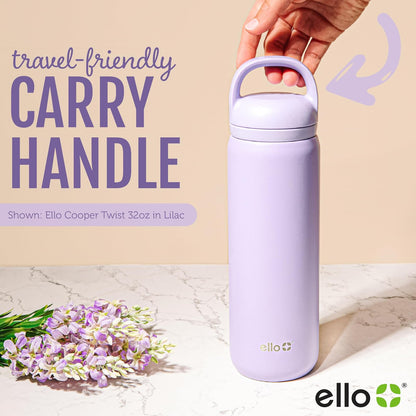 Ello Cooper Twist - Botella de agua de acero inoxidable de 18 onzas con tapa de chug, a prueba de fugas, doble pared y aislada al aspiradora, se adapta a portavasos de automóvil, bucle de transporte
