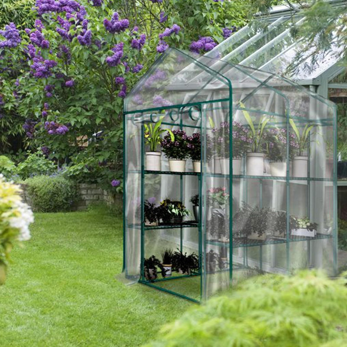 Home-Complete - Invernadero a ras de suelo, interior y exterior con 8 estantes resistentes, para cultivar plantas, plántulas, hierbas o flores en cualquier estación del año, estante de jardinería