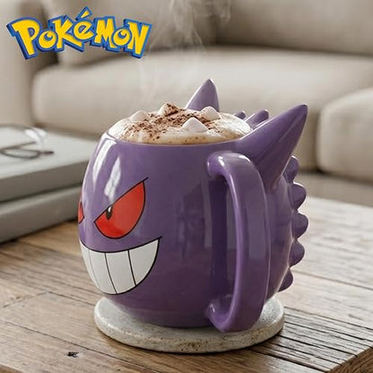 Silver Buffalo Pokemon - Taza esculpida 3D de cerámica con gengar, 20 onzas