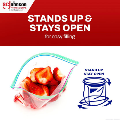 SC Johnson bolsas de congelación profesionales, para organización y almacenamiento de alimentos, doble cierre, 2 galones, 100 unidades
