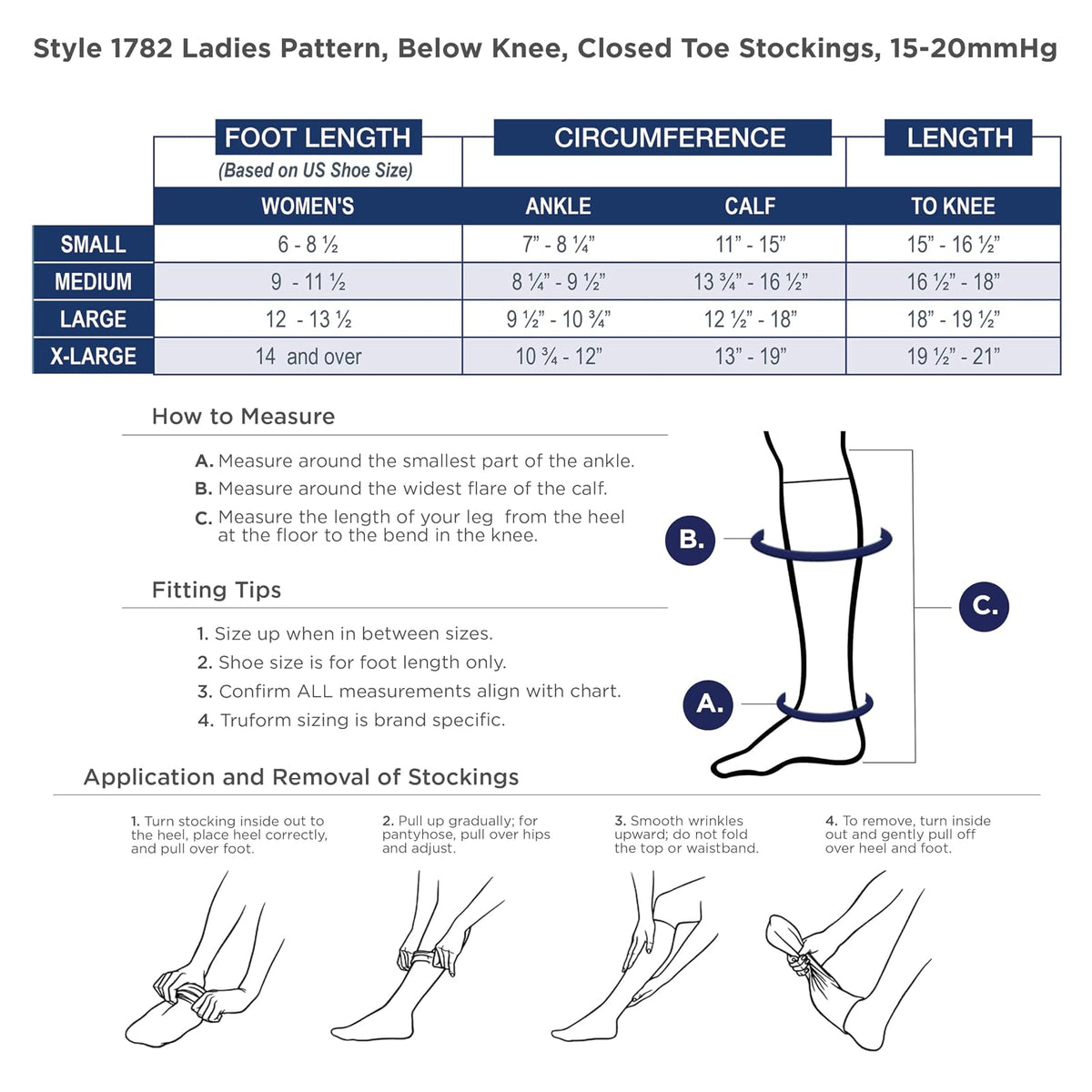 Truform Sheer Compression Stockings, 15-20 Mmhg, Women's Knee High Length, Dot Pattern Espresso, Pack of 1