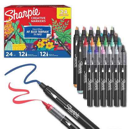 Sharpie Creative Marker Punta Fina, Pintura Acrílica Surtida, 24 Piezas - Bala