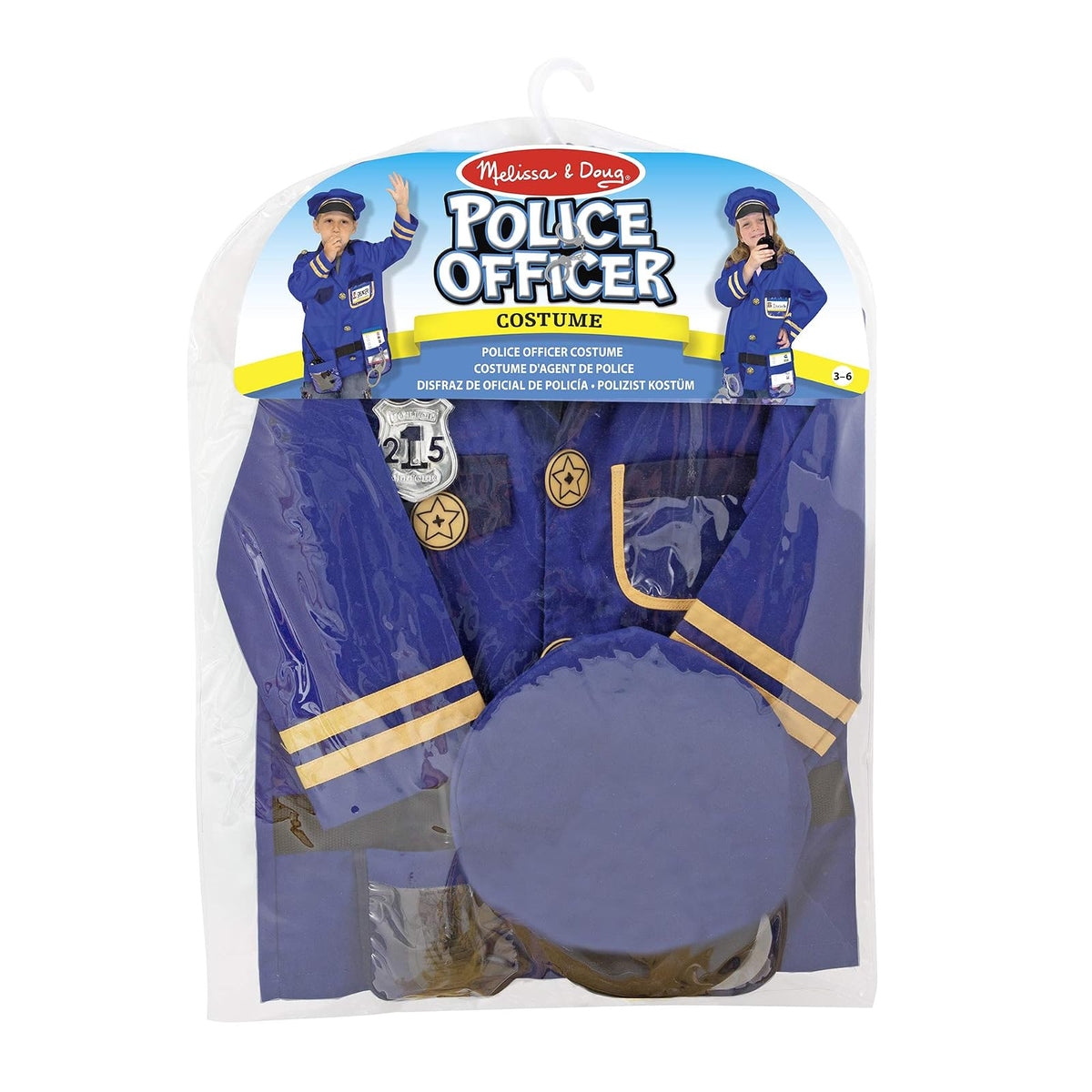 Melissa & Doug Disfraz de Policía para Juego Imaginativo, Juego de Simulación (3-6 Años, 8 Piezas)