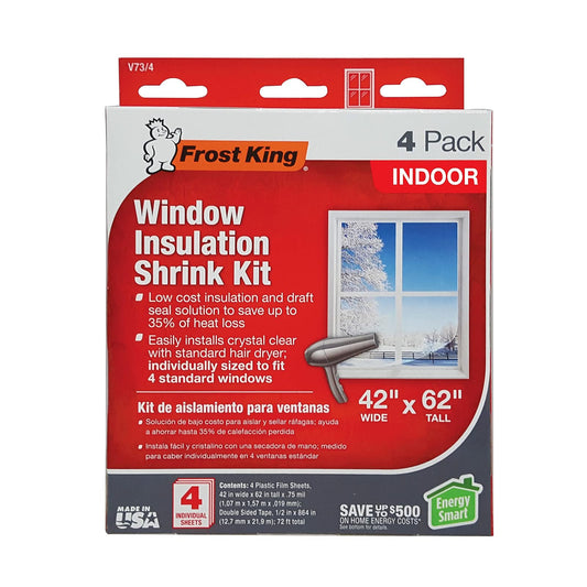 Frost King V73/4T - Kit de película retráctil para ventana, paquete de 4, transparente, transparente