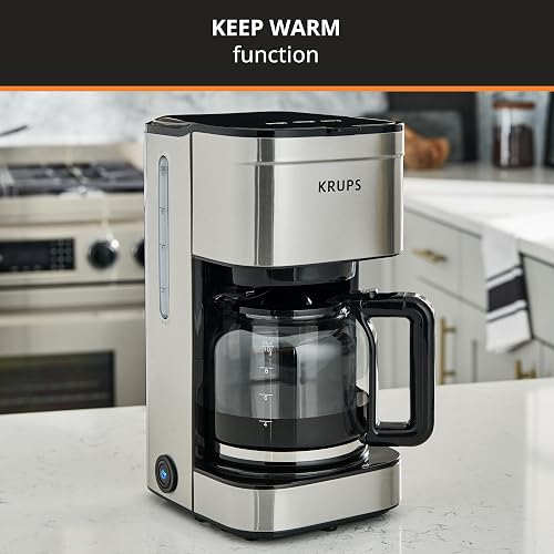 KRUPS Cafetera de Filtro Permanente Simply Brew Family Inoxidable, capacidad para preparar 10 tazas de café, incluye filtro permanente y cuchara dosificadora, 900 W, KM203D50