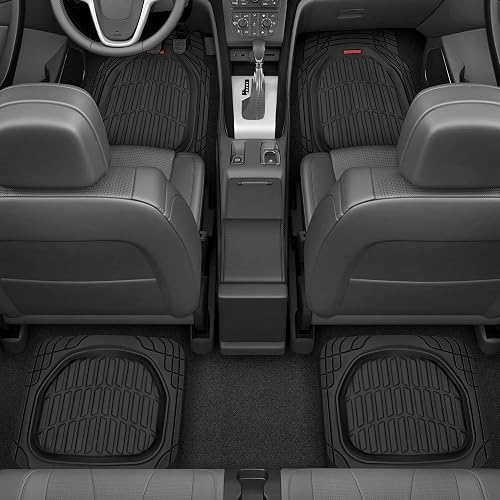 Motor Trend flextough Tortuga - Alfombrillas de Goma Resistente para Automóvil SUV Van & Truck - Todo Tipo de Clima protección - Plato Hondo (Negro), Negro