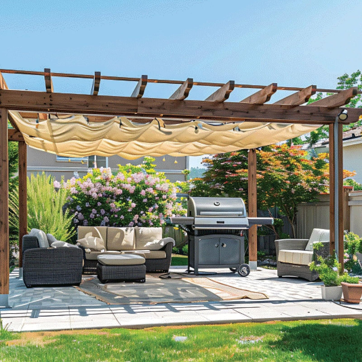 Fiero TORA-64B, Toldo Sombra 80%, Raschel Beige, 6m x 4m