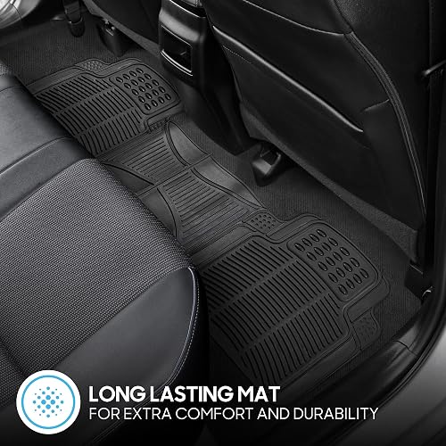 BDK Original ProLiner - Tapetes de Goma Resistentes Delanteros y Traseros para Automóvil, SUV, Furgoneta, camión, Color Negro, 3 Piezas, protección para Todo Tipo de Clima con diseño de Ajuste Universal