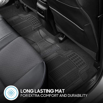 BDK Original ProLiner - Tapetes de Goma Resistentes Delanteros y Traseros para Automóvil, SUV, Furgoneta, camión, Color Negro, 3 Piezas, protección para Todo Tipo de Clima con diseño de Ajuste Universal