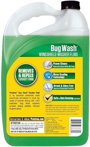 Prestone Bug Wash Liquido Limpiador de Parabrisas AS657, 1 Galon