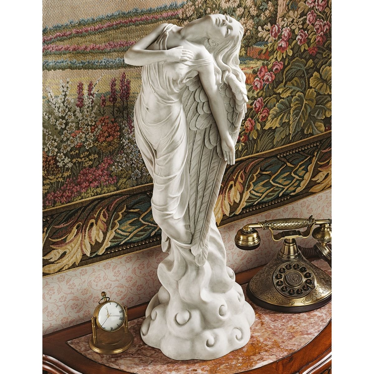 Design Toscano Escultura de ángel ascendente, Tradicional, Gris, Mediano, 1