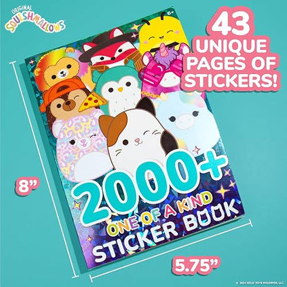 Squishmallows Original 2000 + libro de pegatinas único en la clase, 43 hojas de pegatinas, calcomanías Kawaii Squishmallows para botella de agua, cuadernos, bolsas de recuerdos de fiesta, lindas