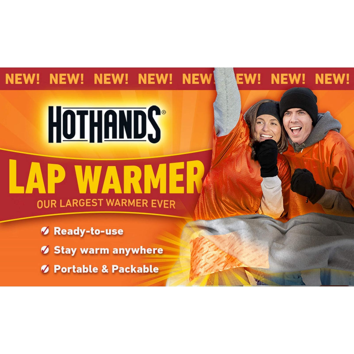 HotHands - Calentador de Regazo más Grande, 16 x 10 Pulgadas, hasta 8 Horas de Calor de Larga duración, 1 Calentador de Vuelta, Color café