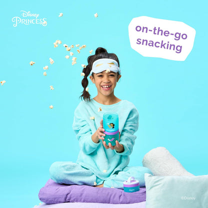 Whiskware Disney Princess Aladdin, contenedores apilables para bebés, niños y niños, 3 tazas apilables para aperitivos para la escuela o viajes, mochila y portavasos, alfombra mágica y jazmín