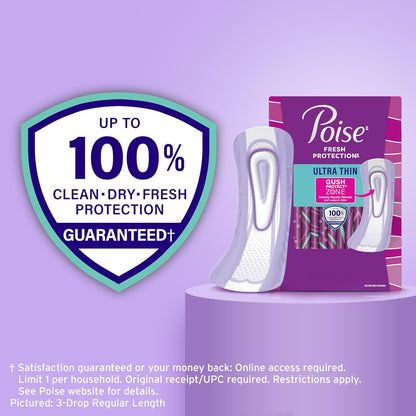 Poise Almohadillas de Incontinencia Ultrafinas, Máxima Absorción, Longitud Larga, 78 Unidades