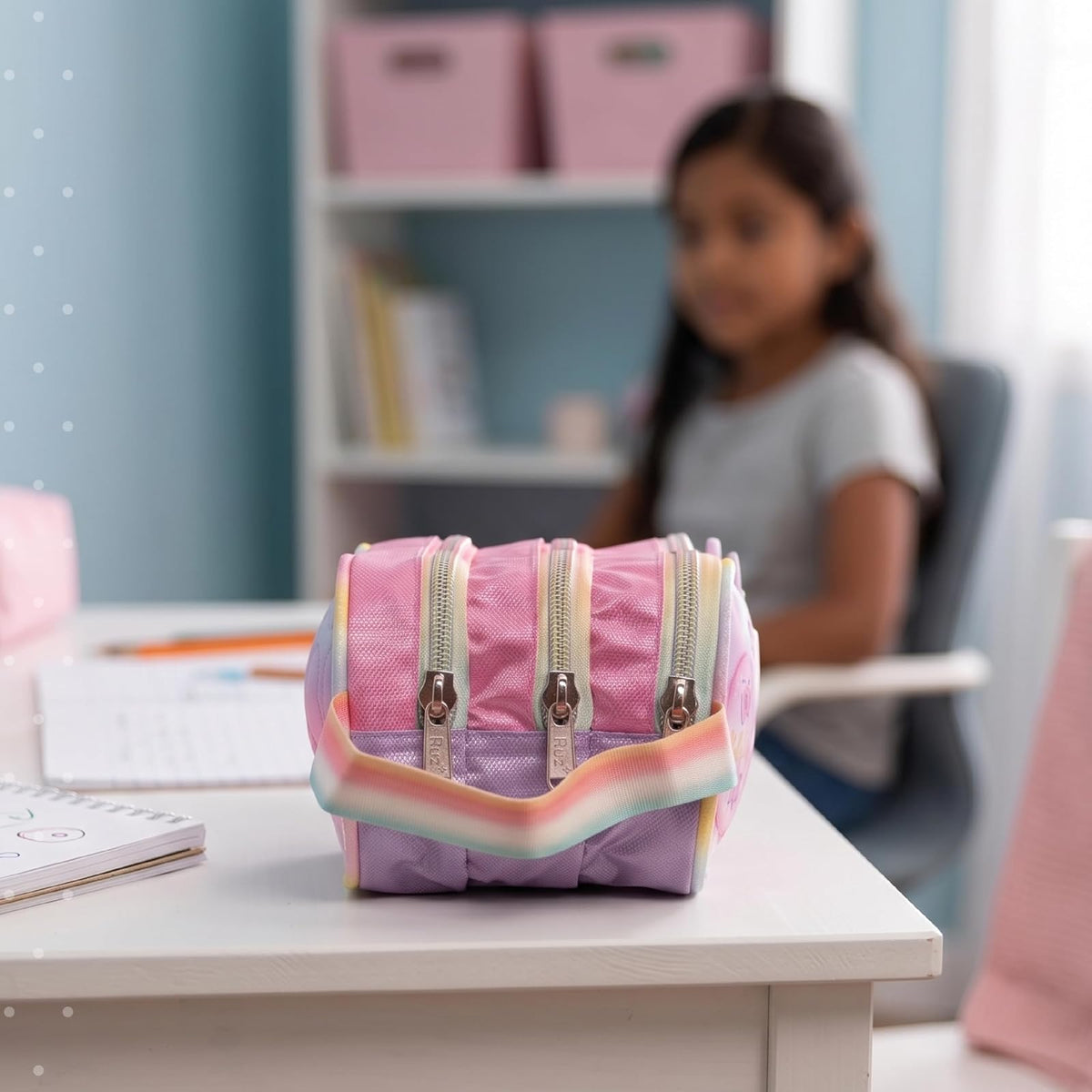 Ruz Lapicera Triple Infantil y Preescolar | Hello Kitty | 100% Poliéster | Estuche Organizador para Niños con Compartimentos y Cierre de Cremallera | Recomendado desde 3 años