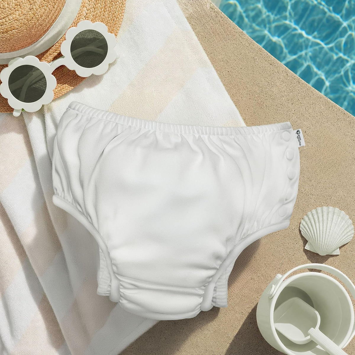 i Play., Pañal bañador para bebés, Absorbente y Reutilizable, Color New White (Blanco), de 12 a 18 Meses