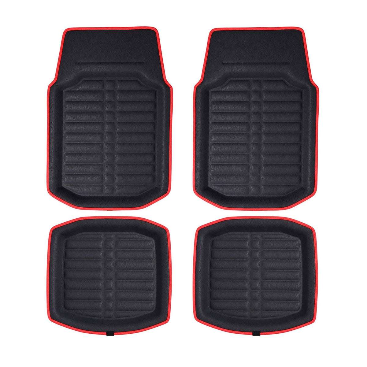 FH Group - Tapetes de Cuero sintético para Automóvil, Resistentes, Rojo/Negro