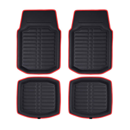FH Group - Tapetes de Cuero sintético para Automóvil, Resistentes, Rojo/Negro