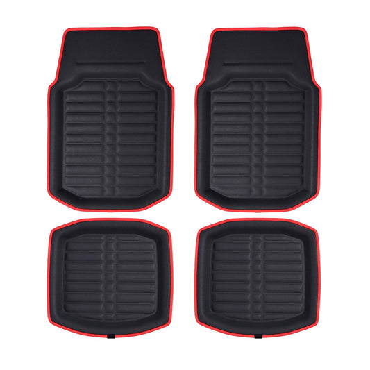 FH Group - Tapetes de Cuero sintético para Automóvil, Resistentes, Rojo/Negro
