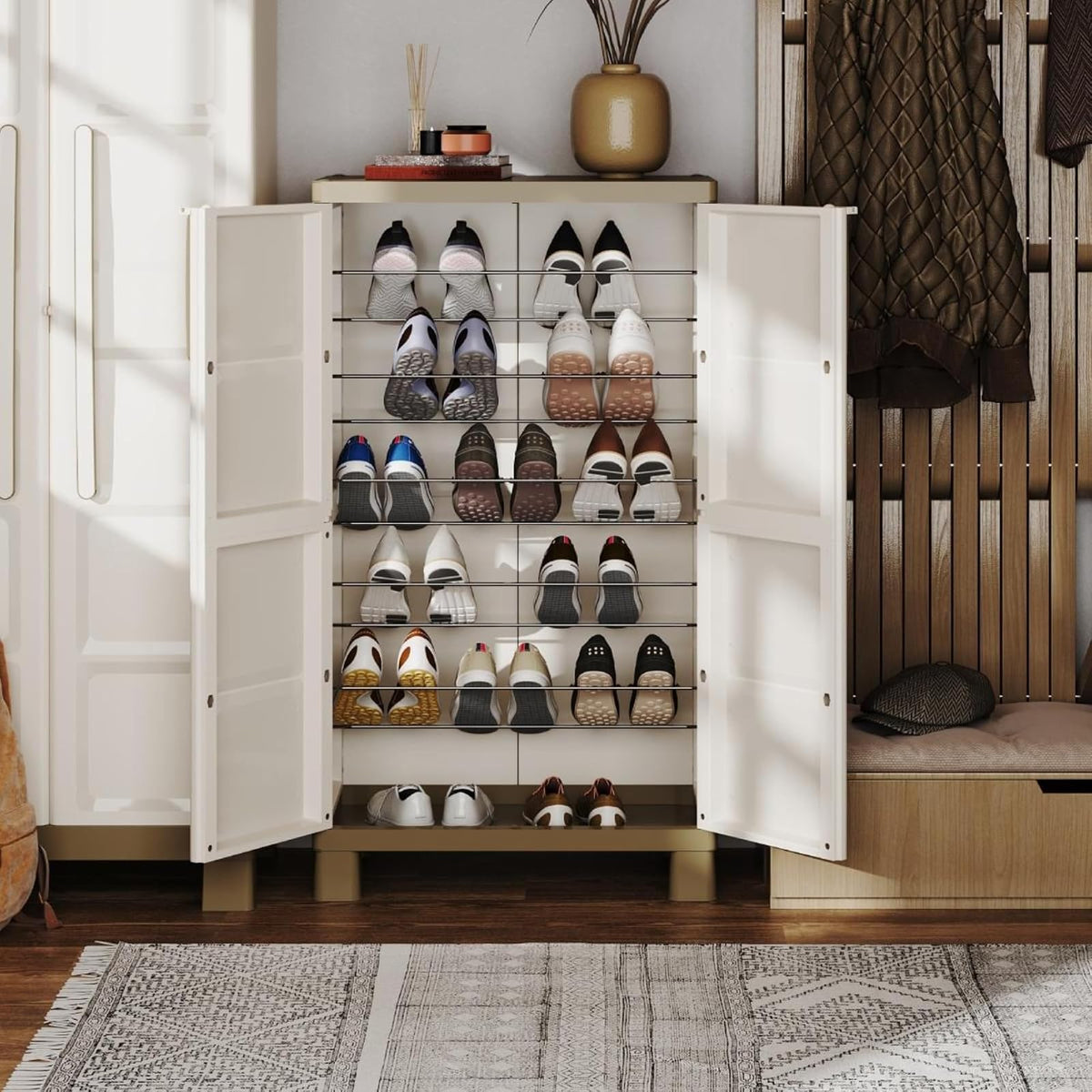 Keter Zapatero Organizador Excellence 2 Puertas y Almacenamiento para 18 Pares