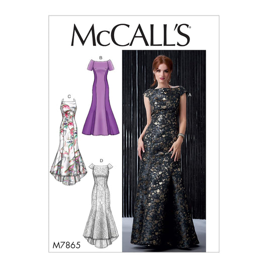 McCall's Patrón de Costura M7865E5 | M7865, tallas 14-16-18-20-22, gasa, charmeuse, crepé, georgette, satén, seda, voile, liso