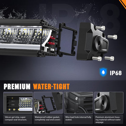 Nilight - Barra de luz LED de 15.5 pulgadas DRL 60 W 6650 LM antirreflejos Offroad Delgado IP68 de una sola fila de luces de conducción con kit de cableado DT de 16 AWG para camioneta, SUV, ATV, UTV, barco, 4 x 4 Jeep, 5 años de garantía