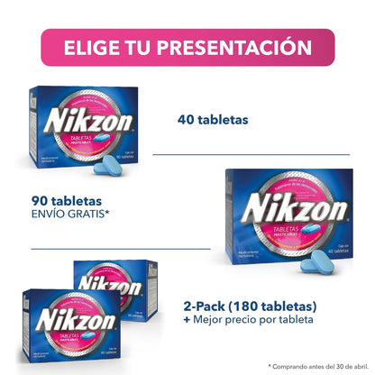 Nikzon Tabletas Masticables para Hemorroides – Alivio del Dolor, Ardor y Comezón, Efecto Antiinflamatorio y Fleboconstrictor, Contiene 1 Caja con 90 Tabletas