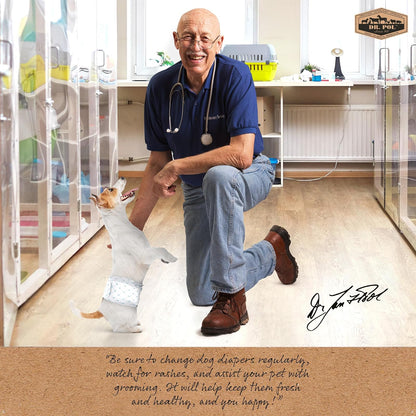 Dr. Pol - Pañales para Perros Macho, superabsorbentes, Transpirables, a Prueba de Fugas con indicador de Humedad, Mediano, 50 Unidades