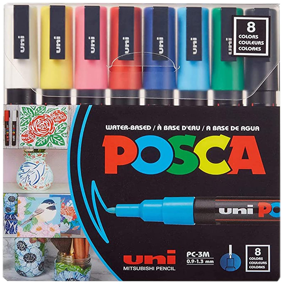 Posca - PC3M8C - Paquete de 8 rotuladores de colores