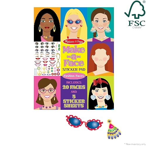 Melissa & Doug Conjunto de Autoadhesivos para Hacer Caras con 20 Caras y 250 Autoadhesivos con Rasgos y Accesorios, Estimula la Creatividad y las Habilidades Motoras Finas, para Todas las Edades