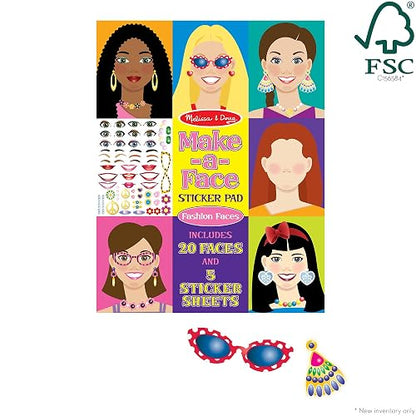 Melissa & Doug Conjunto de Autoadhesivos para Hacer Caras con 20 Caras y 250 Autoadhesivos con Rasgos y Accesorios, Estimula la Creatividad y las Habilidades Motoras Finas, para Todas las Edades