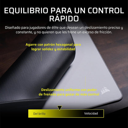 Corsair MM Pro Control Mediana Alfombrilla para Ratón Gaming – Gris | Optimizadas para Esports y para Ajustes de Precisión y Microajustes, Base de Antideslizante, Bordes Inclinados y Cosidos
