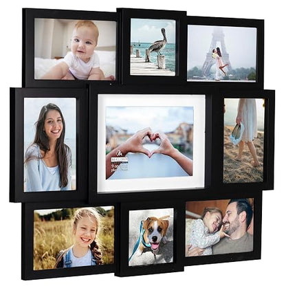 Malden Array Black Plastic 9-Opening Puzzle Collage Picture Frame