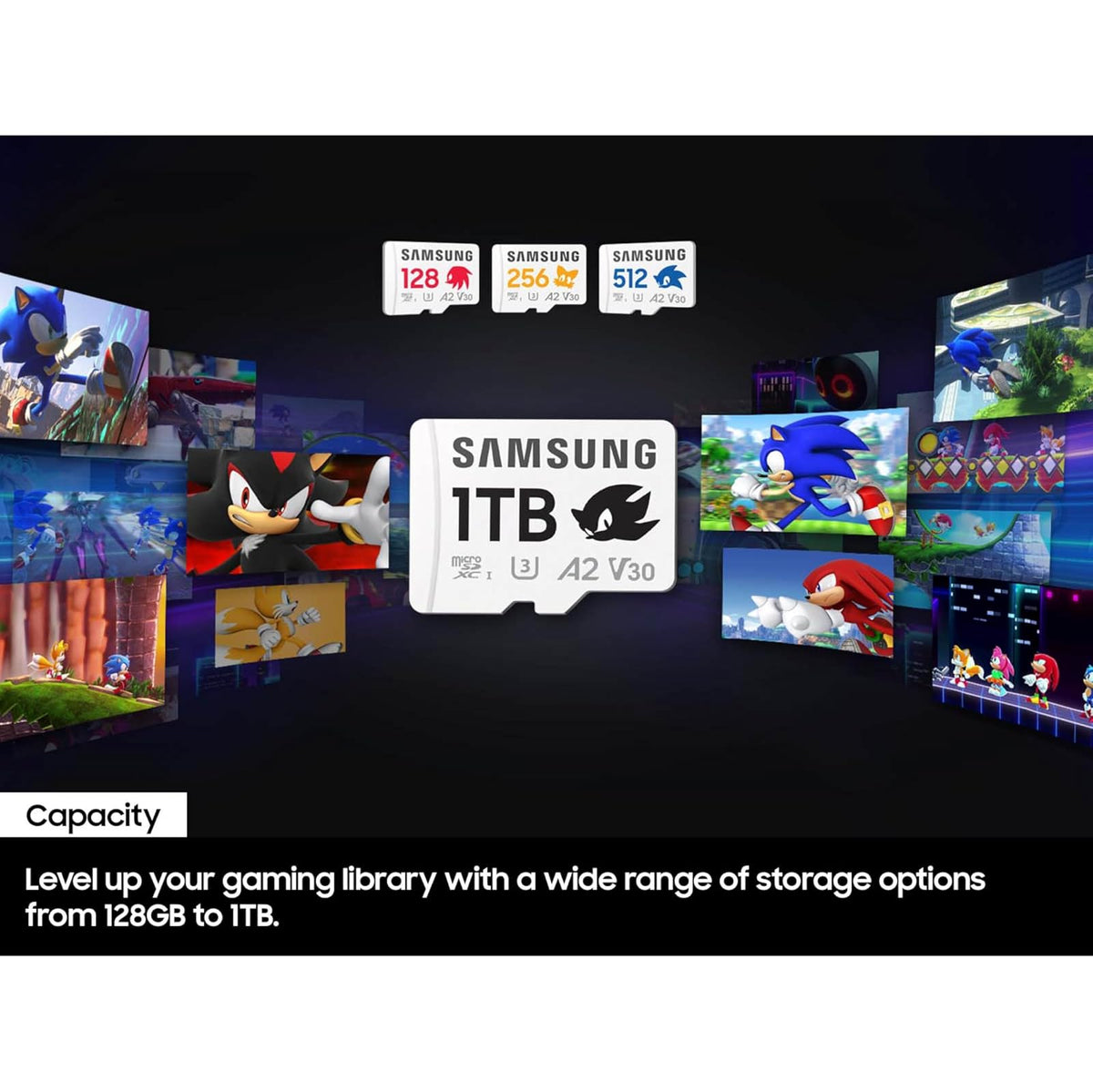 Adaptador Samsung Pro Plus Sonic The Hedgehog +, microSDXC de 512 GB, hasta 180 MB/s, Full HD y 4K UHD, UHS-I, C10, U3, V30, A2, para Nintendo-Switch, Steam Deck, GoPRO, dji Drone, Tablets