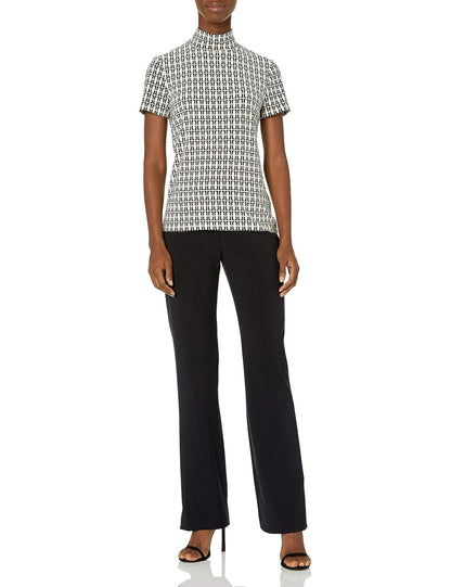 Anne Klein Top de Manga Corta para Mujer con Cuello Alto