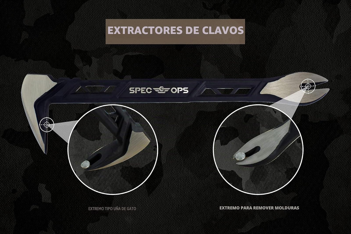 Spec Ops - SPEC-D10CLAW Tools - Extractor de uñas de 10 pulgadas, barra de palanca para gatos, acero de alto carbono, 3% donado a veteranos negro